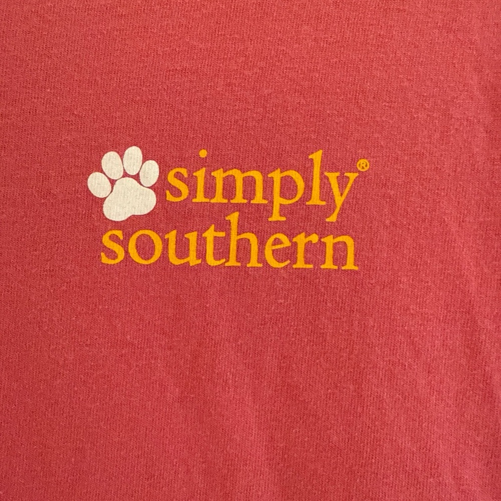 Small simply southern pink long sleeved T shirt Dog Kisses and Pizza - Picture 2 of 7